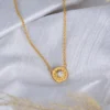 Circle Cubic Zirconia Micron Gold Silver Necklace - Image 2