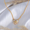 Elegant Gold-Plated Pendant Necklace with Sparkling Crystal Accents - Image 3