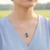 Moss Agate Pendant Necklace 925 Silver Gold Plated Virgo - Image 6