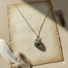 Moss Agate Pendant Necklace 925 Silver Gold Plated Virgo - Image 2