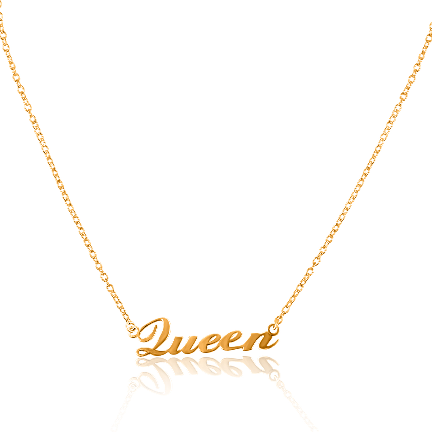 NK81 GP (5) Latin Font Queen Silver Necklace - Image 1