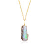 Raw Opal Pendant Necklace 18K Gold Plated October Birthstone