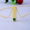 Minimalist Gold Cuboid Bar Pendant with Green Gemstone - Image 2
