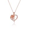 Rose Gold Heart & Floral Silver Pendant Necklace