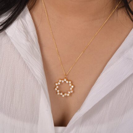 Radiant Gold Micron Diamond Pendant Necklace