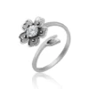 Beautiful Flower Adjustable Silver Ring