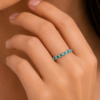 Green Stone Eternity Band Design Silver Ring - Image 2