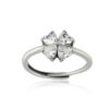 Elegant Adjustable Sterling Silver Ring with Four Heart-Shaped White Cubic Zirconia Stones in a Clover Design