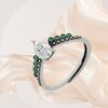 Pear Cut American Diamond And Emerald Ring Elegance and Charm - Image 2
