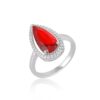 Teardrop Stone Shape Silver Ring