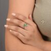 Oval-Shaped Green Gemstone Adjustable Ring - Image 4