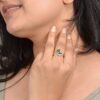 Oval-Shaped Green Gemstone Adjustable Ring - Image 2