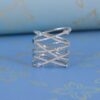 925 Sterling Silver Crisscross Ring with Multi-Color Gemstone Accents - Image 2