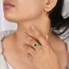 Emerald Sterling Silver Ring for Her - Image 2