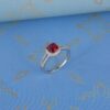 Elegant 925 Sterling Silver Ring with Red Square-Cut Gemstone and Clear Accents - Image 2