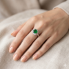 Classic Cushion Cut Emerald Halo Ring - Image 2