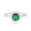 Classic Emerald and Diamond Cushion Halo Ring - Image 5