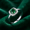 Classic Cushion Cut Emerald Halo Ring - Image 5
