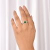 Classic Emerald and Diamond Cushion Halo Ring - Image 3