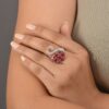 Exquisite Pink Sapphire and Diamond Peafowl-Inspired Ring - Image 7