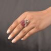 Exquisite Pink Sapphire and Diamond Peafowl-Inspired Ring - Image 6