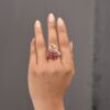 Exquisite Pink Sapphire and Diamond Peafowl-Inspired Ring - Image 3