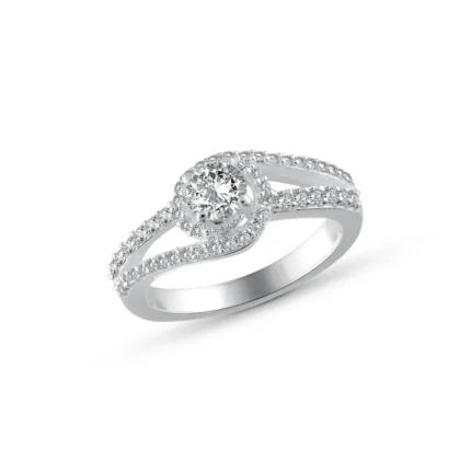 American Diamond Round Solitaire Silver Ring