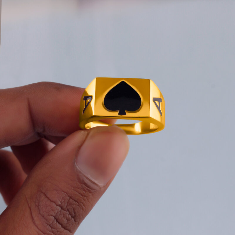 Ace of Spades Poker Silver Ring