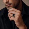 Tiger Roar Black Onyx Stone Silver Men Ring - Image 2