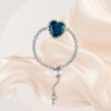 Heart Shaped Blue Adjustable Chain Ring - Image 3