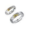 Celestial Harmony: Star, Moon, and Sun Silver Couple Ring
