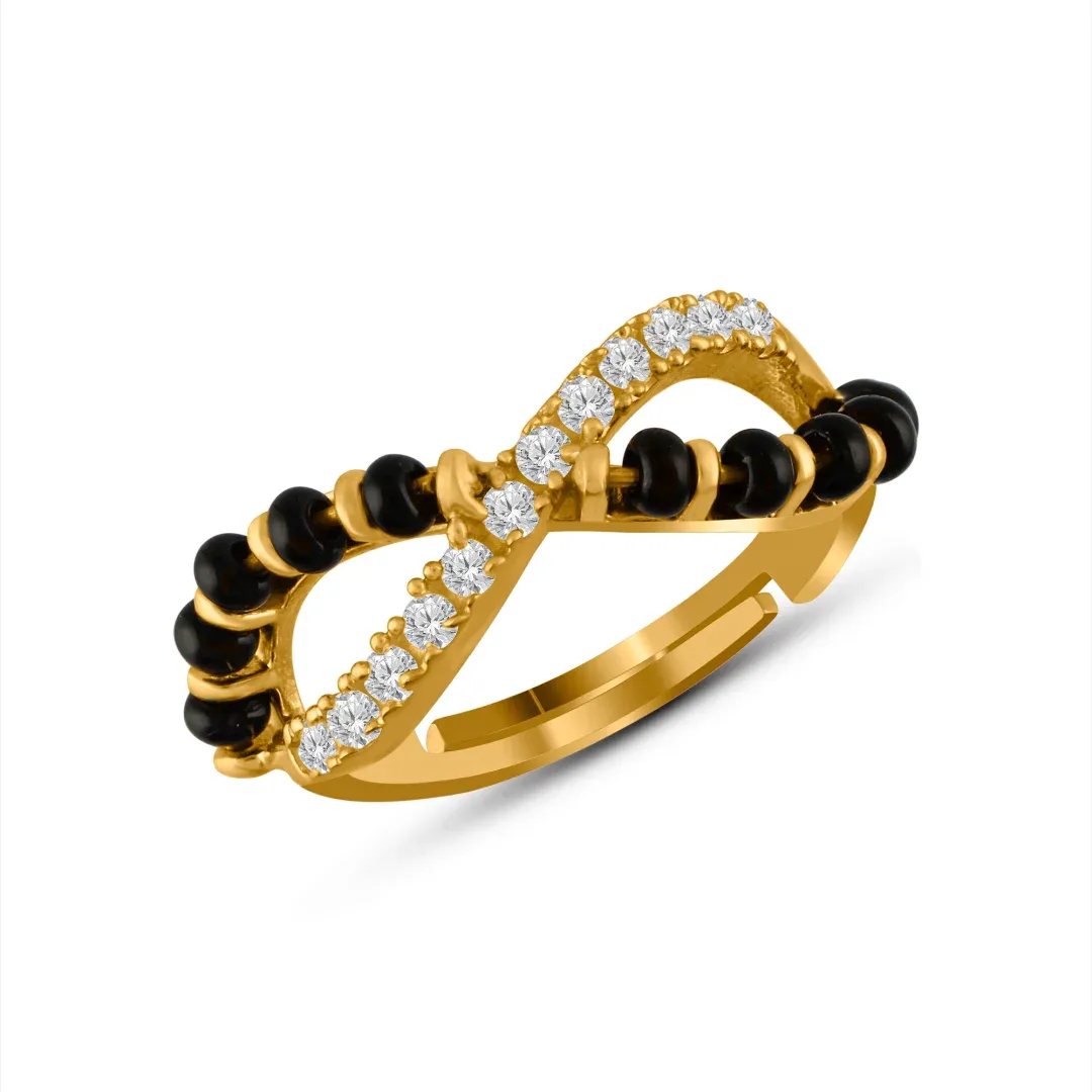 R838.webp Black Spinel Gold Plating Infinity Ring for Women