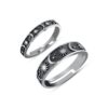 Celestial Harmony: Silver Z-Black Oxidized Star and Moon Couple Rings