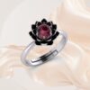 Enchanting Ruby Blossom Sterling Silver Ring - Image 3