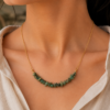 Raw Emerald Necklace Chip Bead Gold Plated May - Image 2