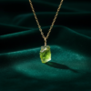 Raw Peridot Necklace Gold Plated August Birthstone Pendant - Image 4