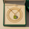 Raw Peridot Necklace Gold Plated August Birthstone Pendant - Image 2
