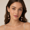 Love Stone Rose Quartz Double Heart Drop Earrings - Image 2