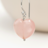 Rose Quartz Earrings 925 Silver White Rhodium Plated Taurus - Image 10