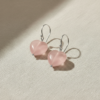 Rose Quartz Earrings 925 Silver White Rhodium Plated Taurus - Image 7