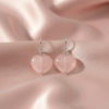 Rose Quartz Earrings 925 Silver White Rhodium Plated Taurus - Image 6