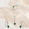 Emerald Necklace Silver Earrings and Ring Set for Her - Image 4