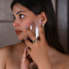 Emerald Silver Set Necklace, Earrings and Ring for Her - Image 5