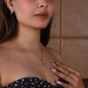 Emerald Necklace Silver Earrings and Ring Set for Her - Image 2