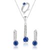Sapphire Sterling Silver Necklace, Earrings and Ring Set For Her (Set)