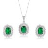 Emerald Sterling Silver Necklace, Earrings Set For Her (Set)