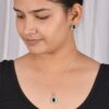 Emerald Sterling Silver Necklace, Earrings Set For Her (Set) - Image 2