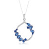 Blue Sapphire Sterling Silver Necklace, and Earrings Set For Her - Image 2