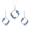 Blue Sapphire Sterling Silver Necklace, and Earrings Set For Her