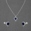 Blue Sapphire Sterling Silver Necklace, and Earrings Set For Her (Set) - Image 4